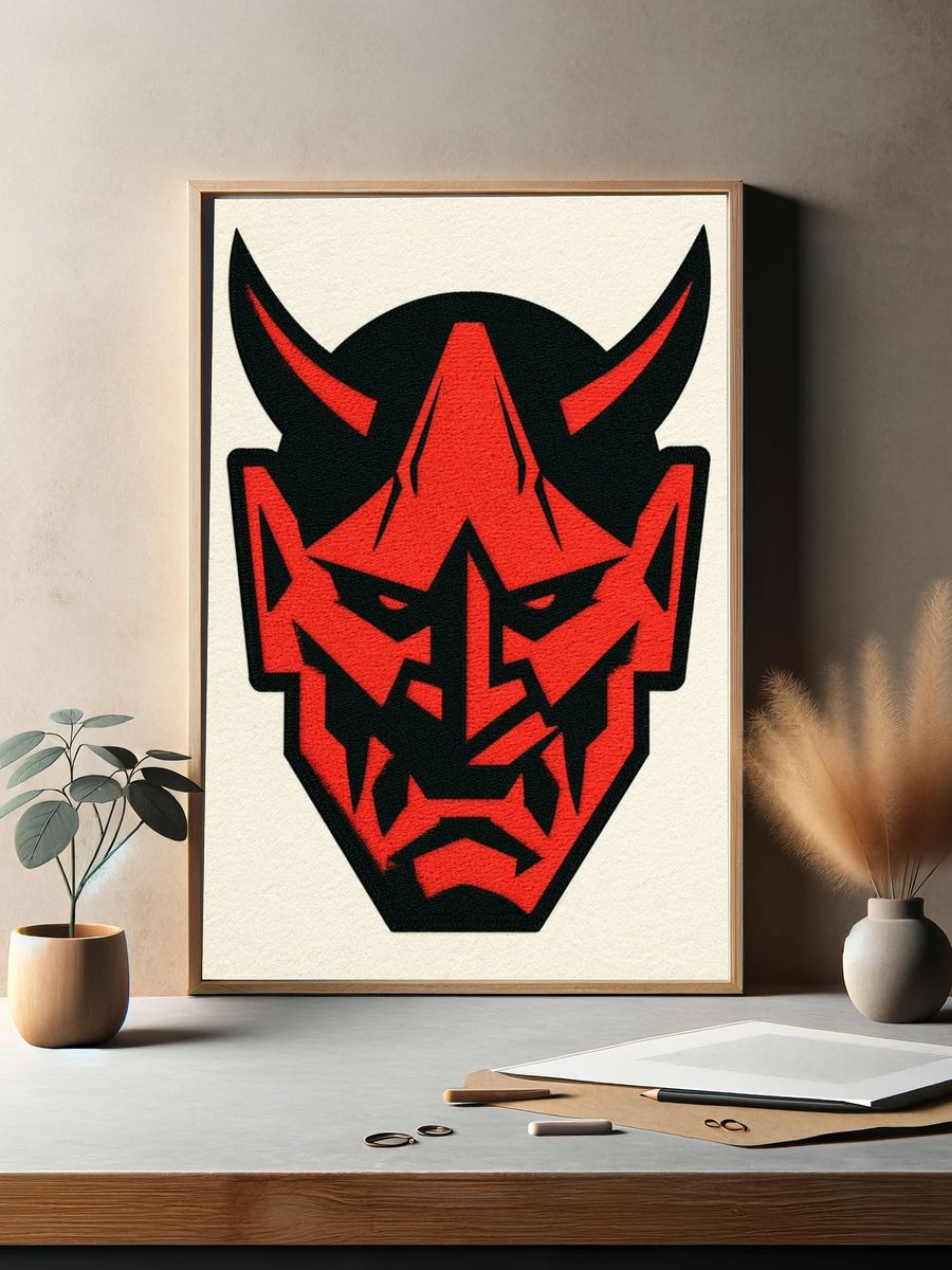 Demon Mask Illustration Poster. — room view 2