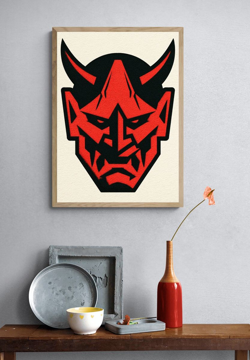 Demon Mask Illustration Poster. — room view 3