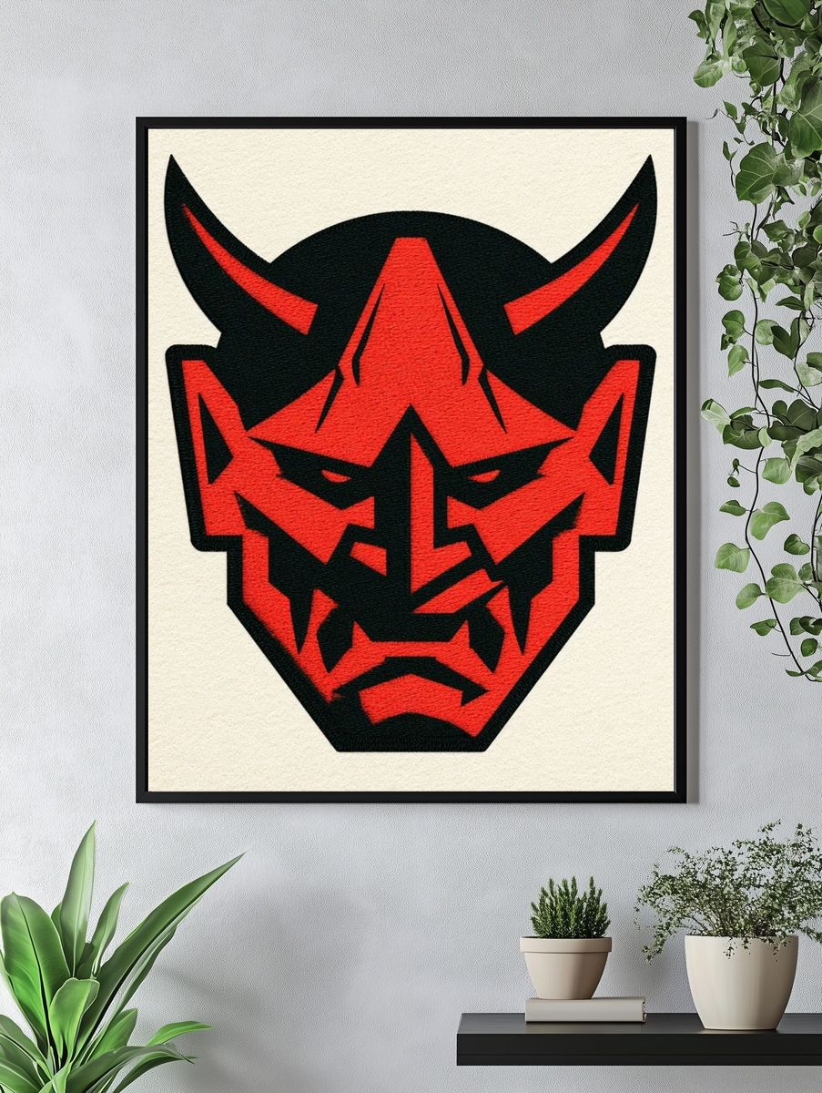 Demon Mask Illustration Poster. — room view 4