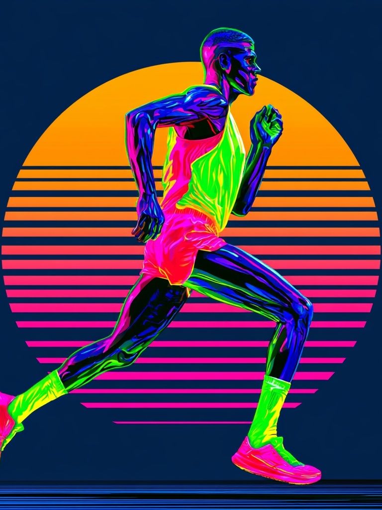 Neon Runner Retro Print. poster — illustration art