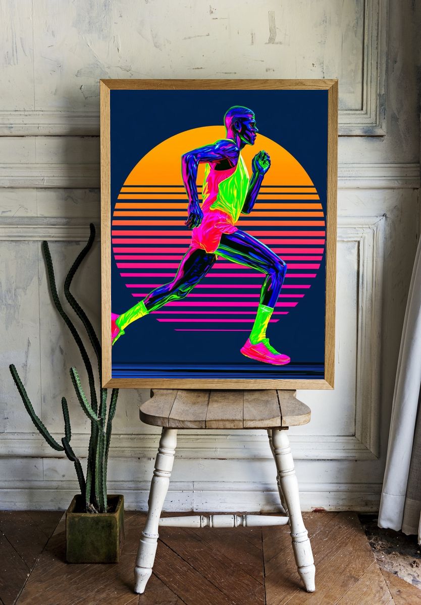 Neon Runner Retro Print. room preview