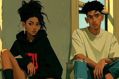 Urban Couple Portrait Illustration Poster.