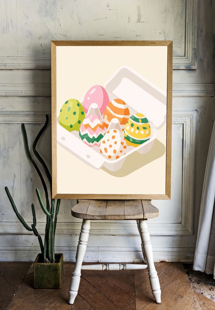 Easter Eggs Illustration Poster. — room view 1