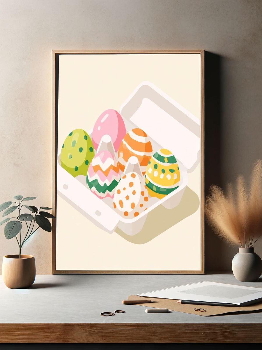 Easter Eggs Illustration Poster. — room view 2
