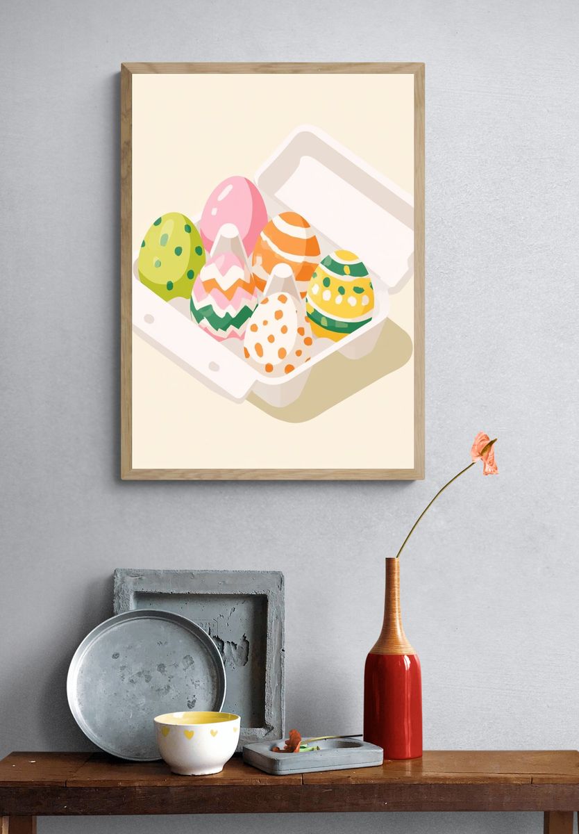 Easter Eggs Illustration Poster. — room view 3