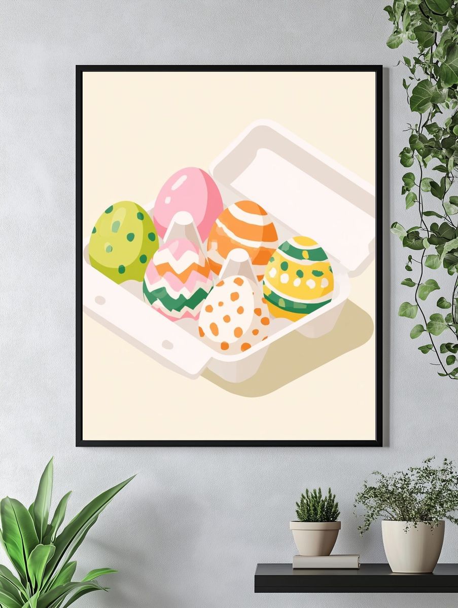Easter Eggs Illustration Poster. — room view 4