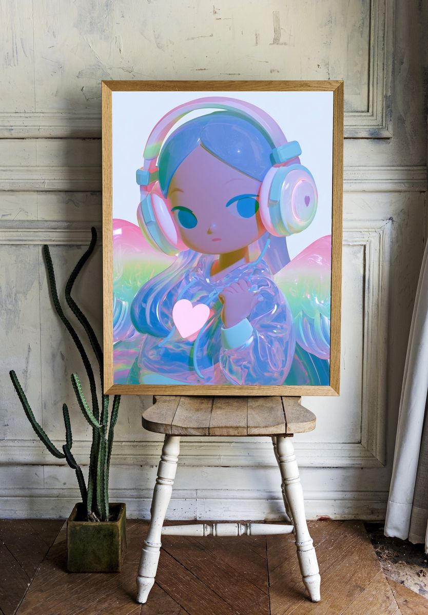 Pastel Angel Girl Illustration Poster. room preview