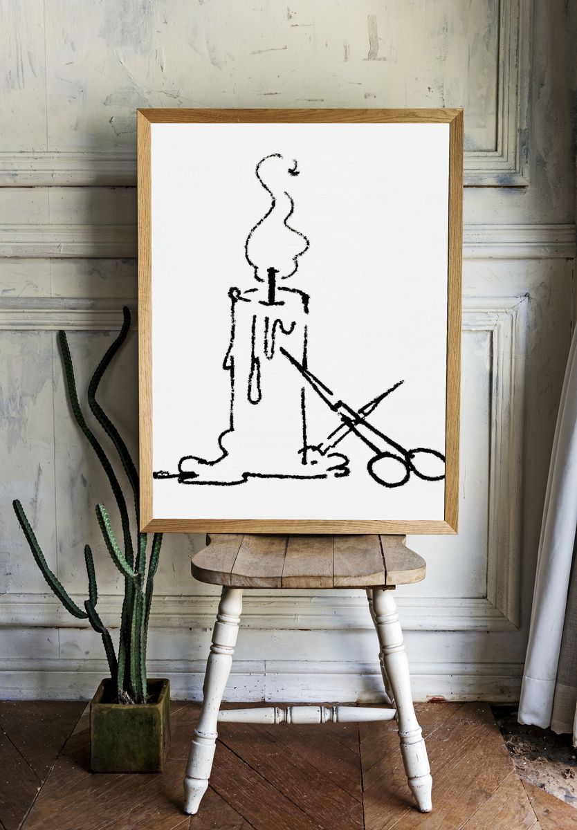 Abstract Figure with Scissors Print. room preview