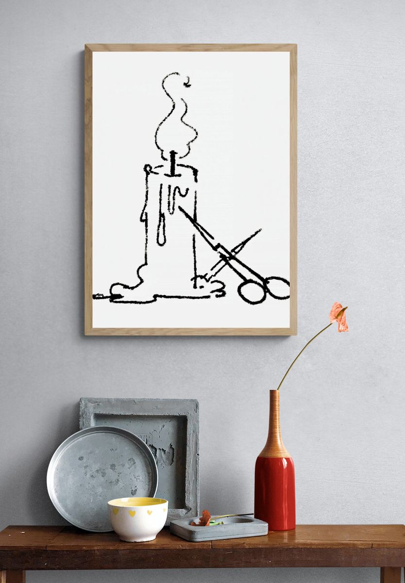 Abstract Figure with Scissors Print. — room view 3
