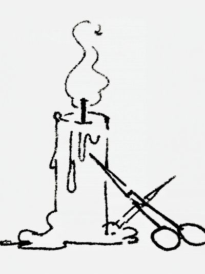 Abstract Figure with Scissors Print.