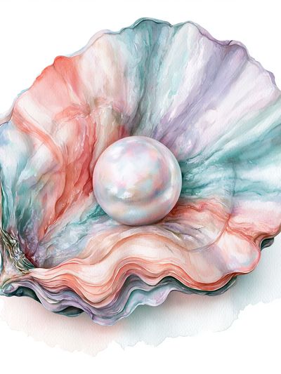 Pastel Seashell Watercolor Poster.