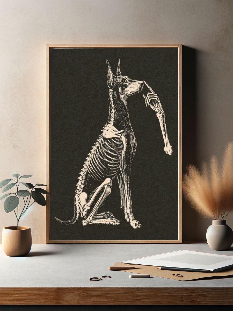 Anatomical Dog Skeleton Illustration Poster. — room view 2
