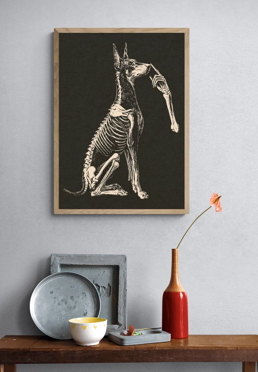Anatomical Dog Skeleton Illustration Poster. — room view 3