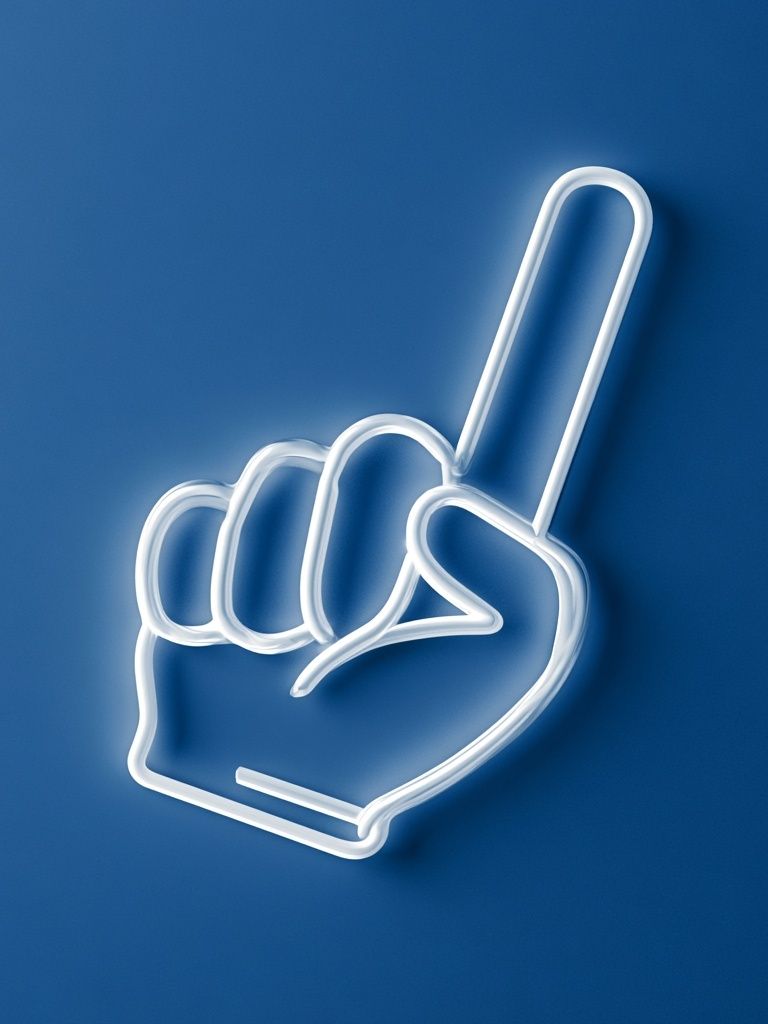 Foam Finger Neon Blue Poster. poster — illustration art
