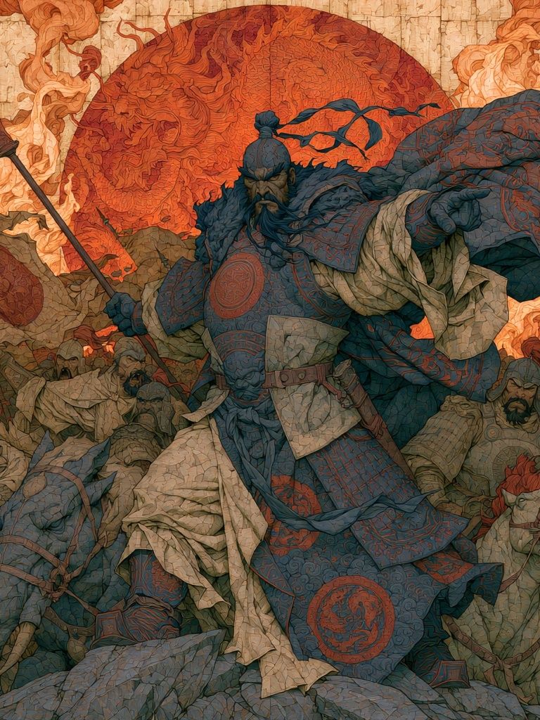 Samurai Battle Scene Illustration Poster. poster detail