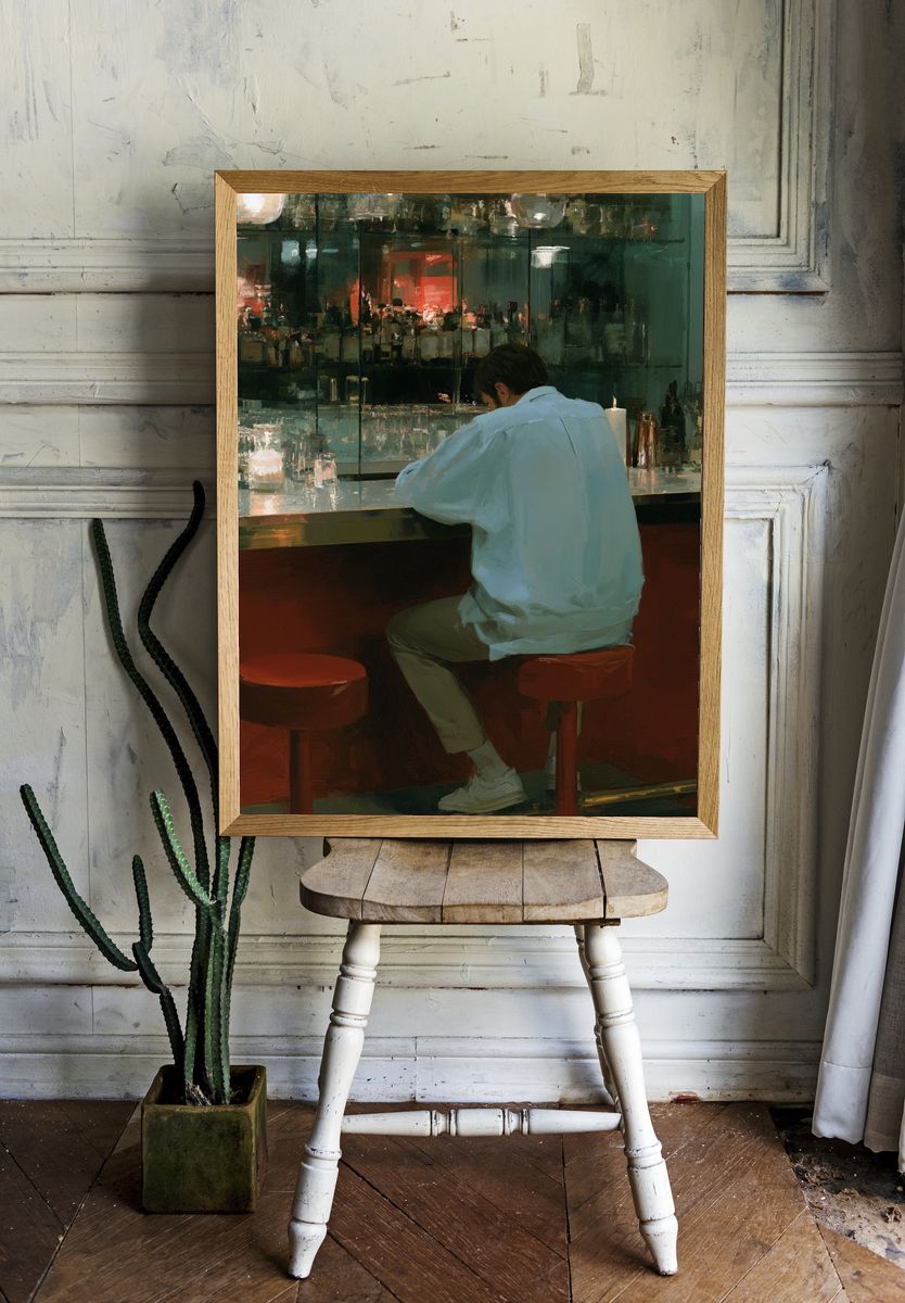 Lonely Bar Interior Illustration Poster. room preview
