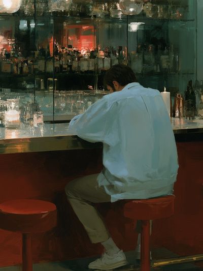 Lonely Bar Interior Illustration Poster.