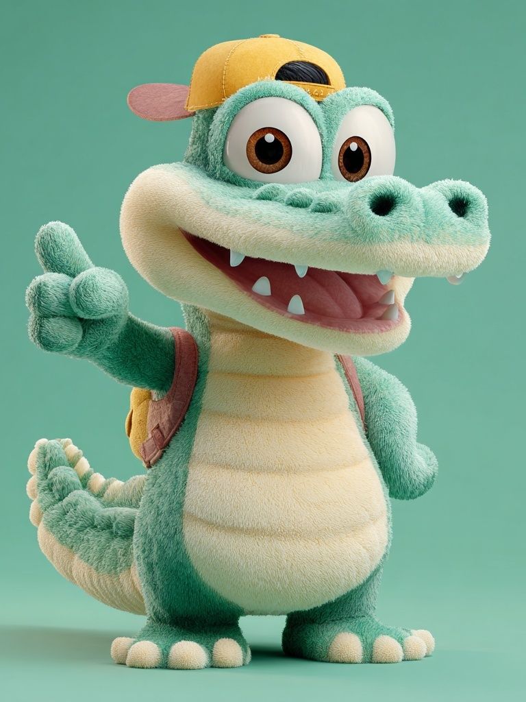 Cute Cartoon Crocodile Illustration Poster. poster detail