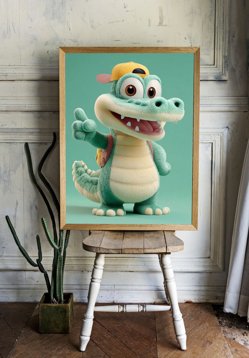 Cute Cartoon Crocodile Illustration Poster. room preview