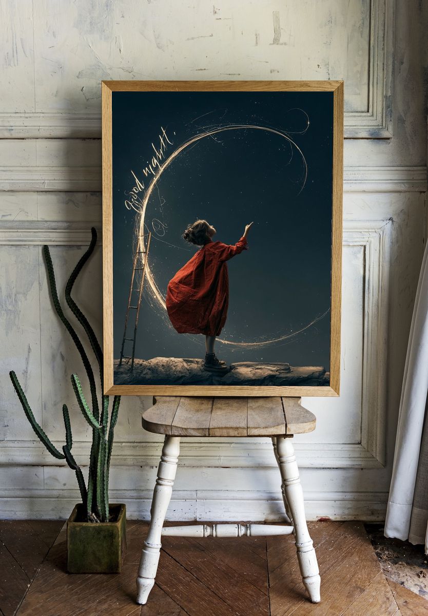Dreamy Night Illustration Print. room preview