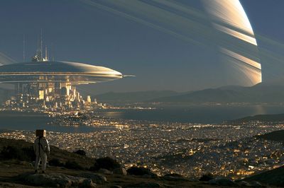 Alien Cityscape Sci-Fi Poster. poster
