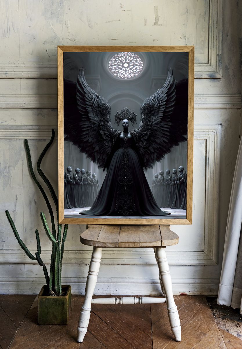 Dark Angel Cathedral Fantasy Print. room preview