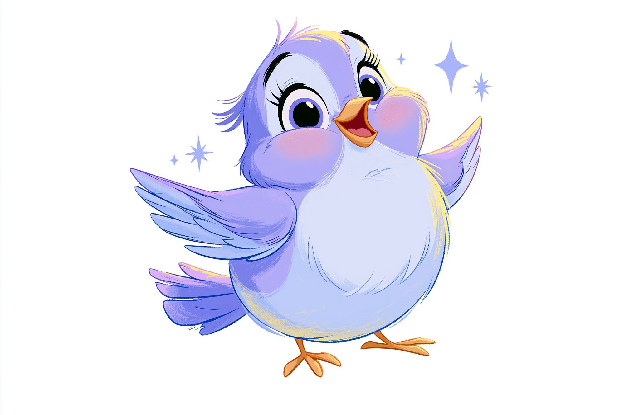 Cute Blue Bird Cartoon Print. poster — illustration art