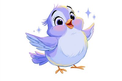 Cute Blue Bird Cartoon Print. poster print