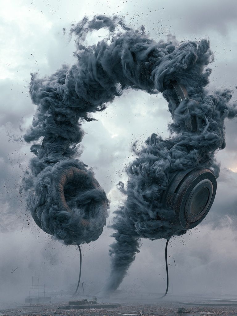 Smoke Headphones Surrealism Print. poster detail