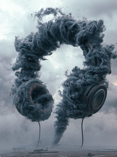 Smoke Headphones Surrealism Print. poster