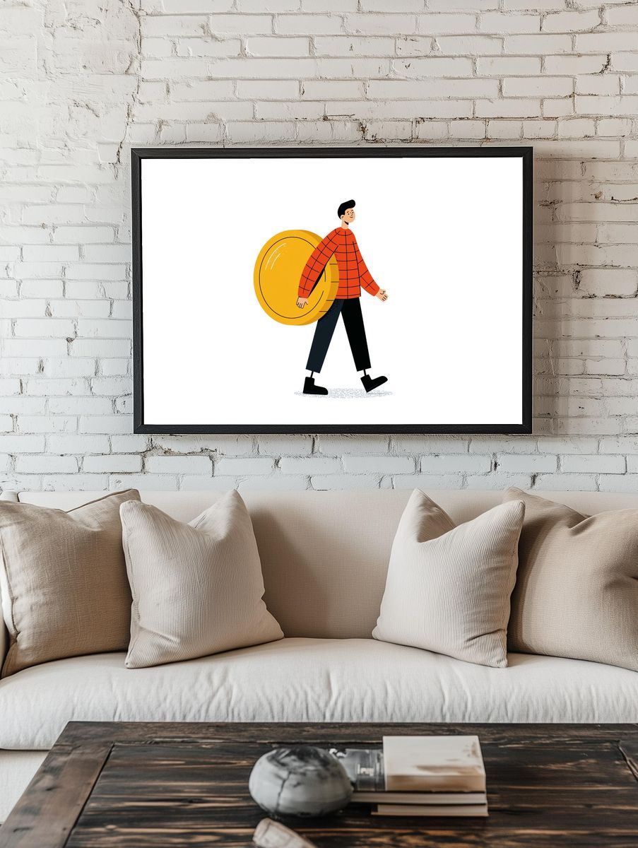 Walking Man Illustration Poster. — room view 1