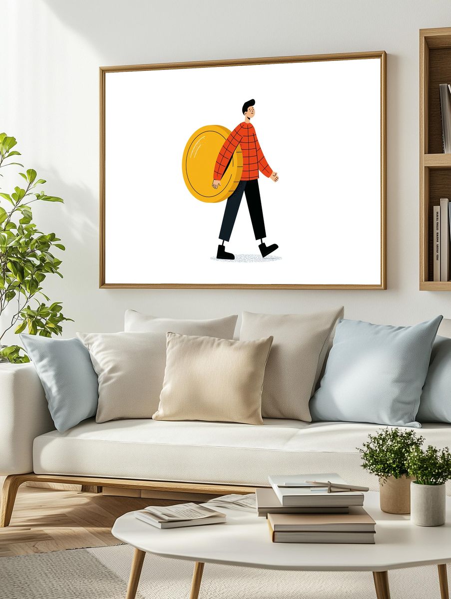 Walking Man Illustration Poster. — room view 2