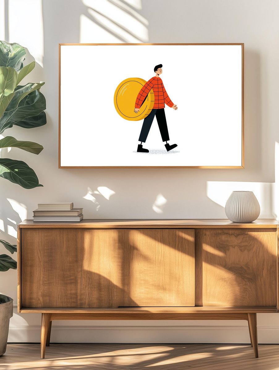 Walking Man Illustration Poster. — room view 3