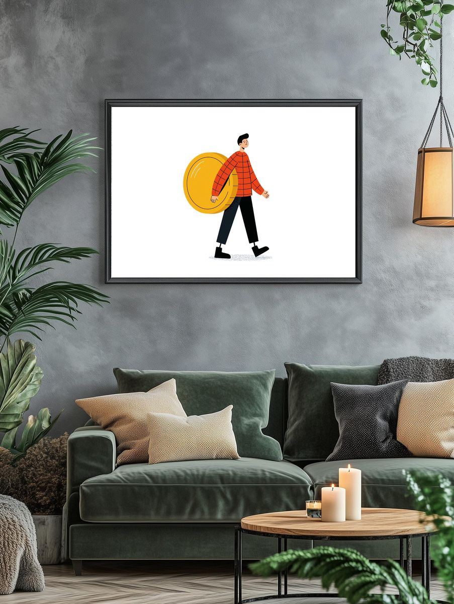 Walking Man Illustration Poster. — room view 4