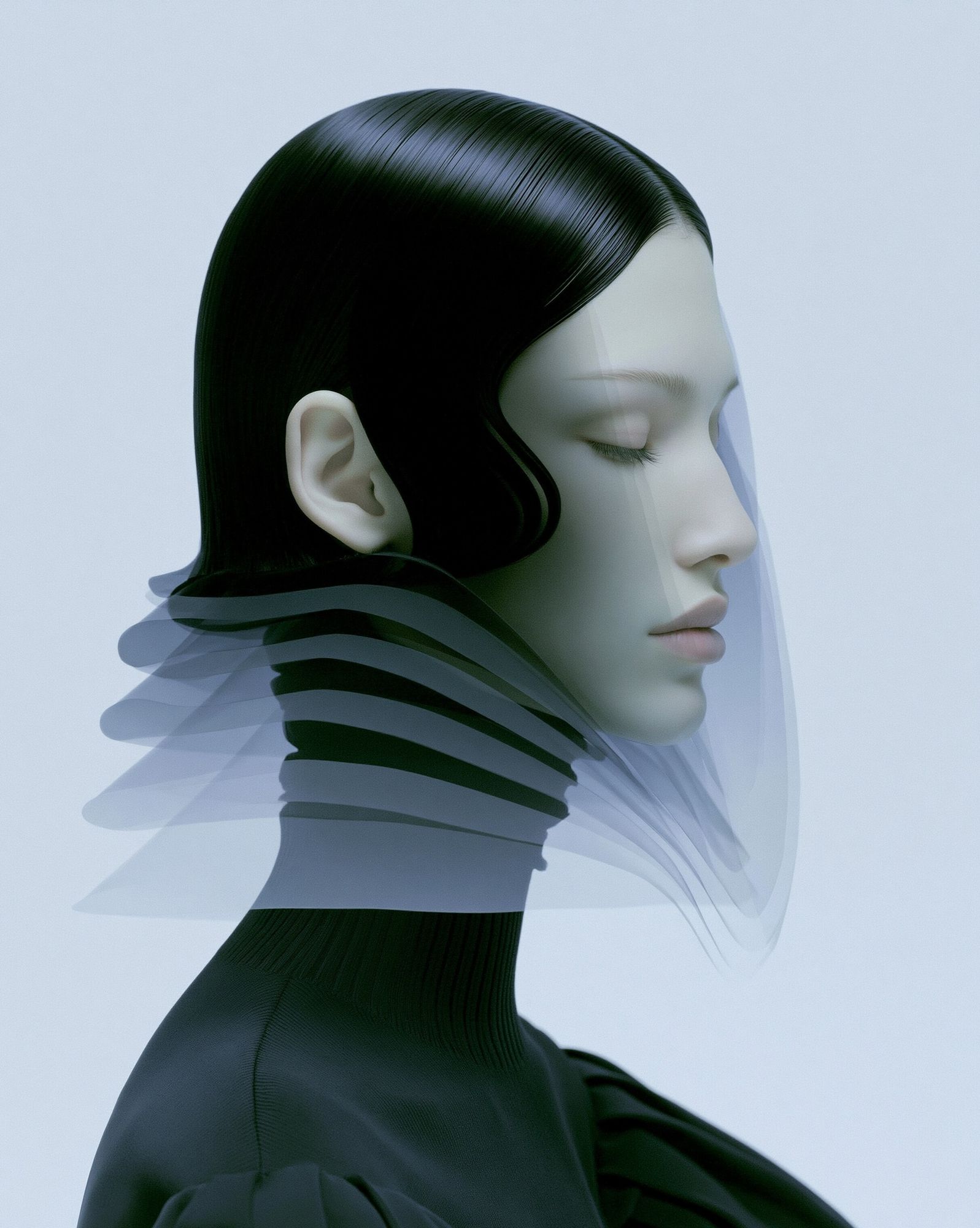 Futuristic Portrait Illustration Print. poster detail