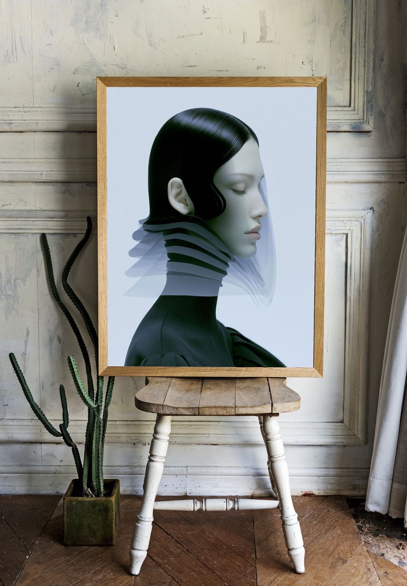 Futuristic Portrait Illustration Print. room preview
