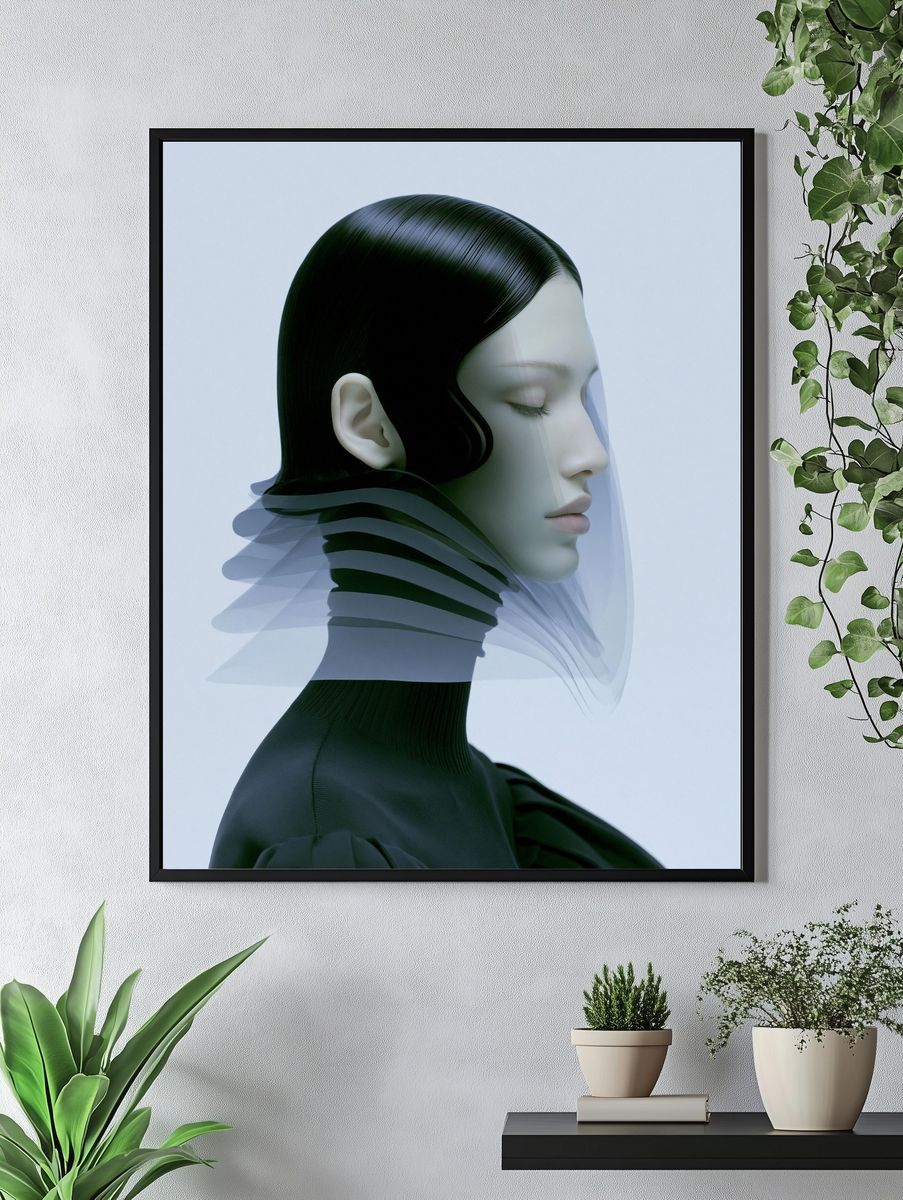 Futuristic Portrait Illustration Print. — room view 4