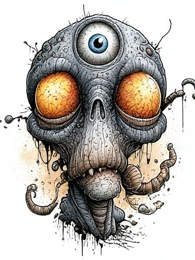 Surreal Alien Skull Illustration Poster. poster — illustration art