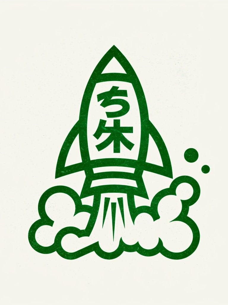 Green Rocket Japanese Illustration Poster. poster detail