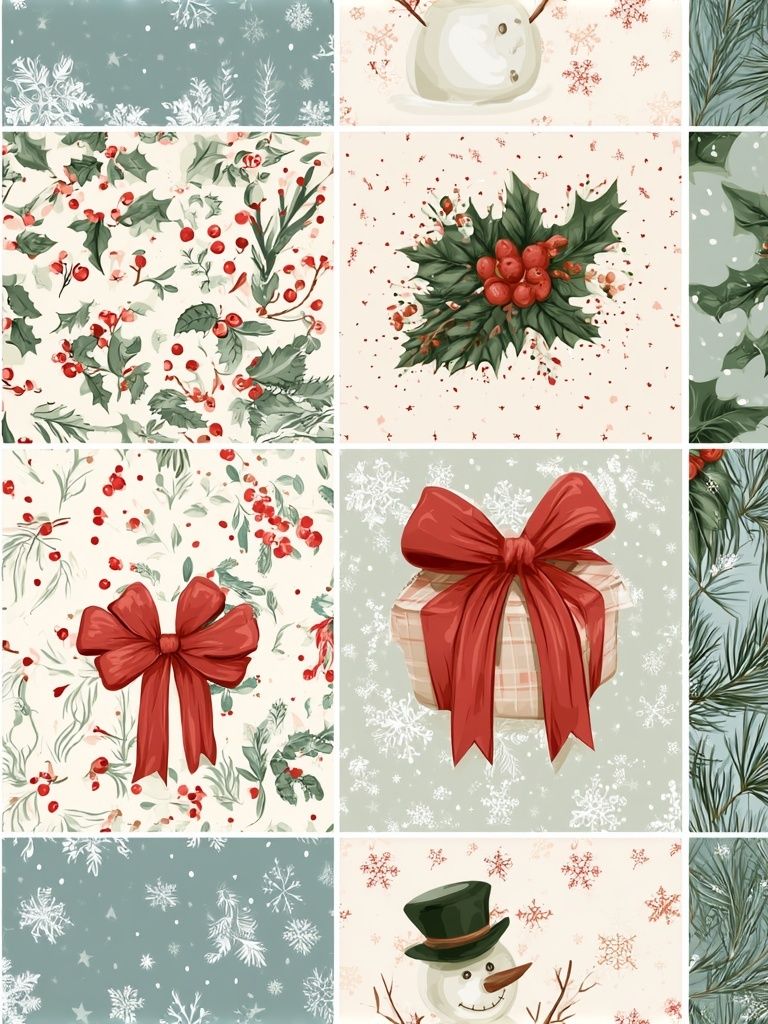 Christmas Botanical Gift Wrap Poster. poster detail