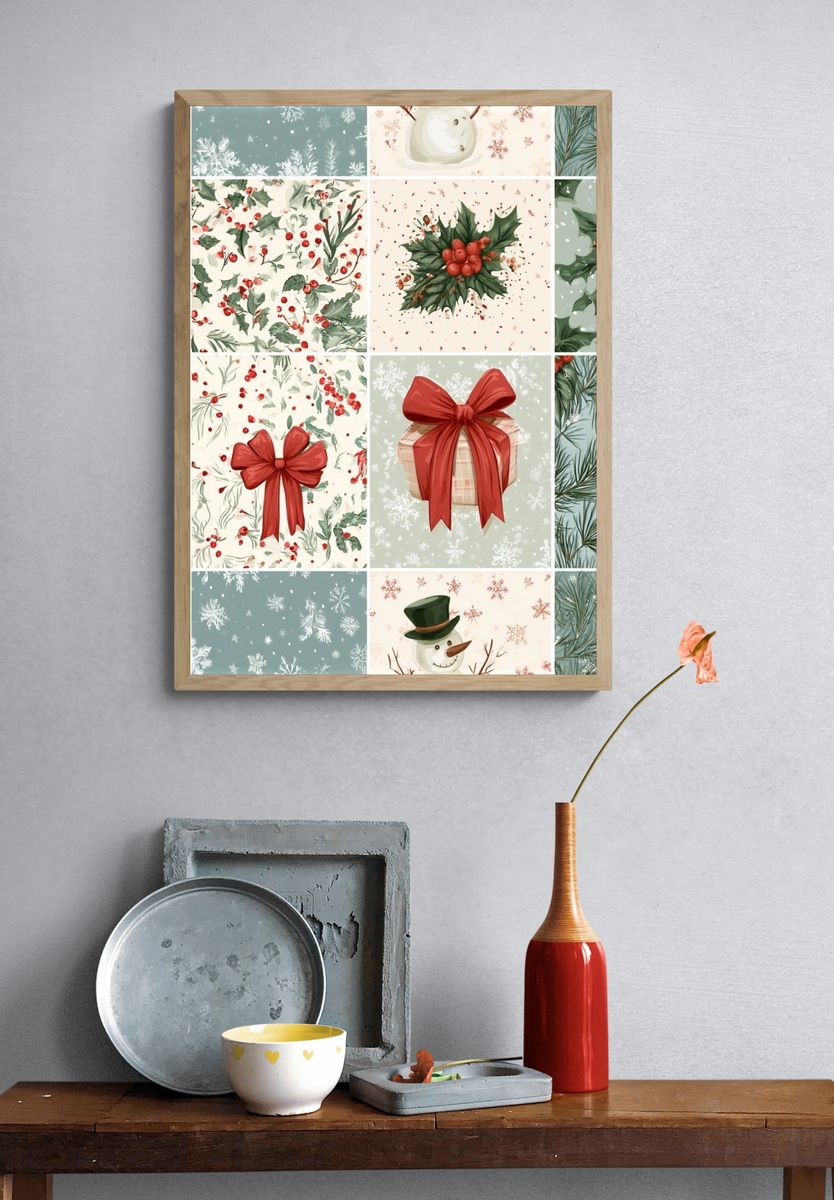 Christmas Botanical Gift Wrap Poster. — room view 3