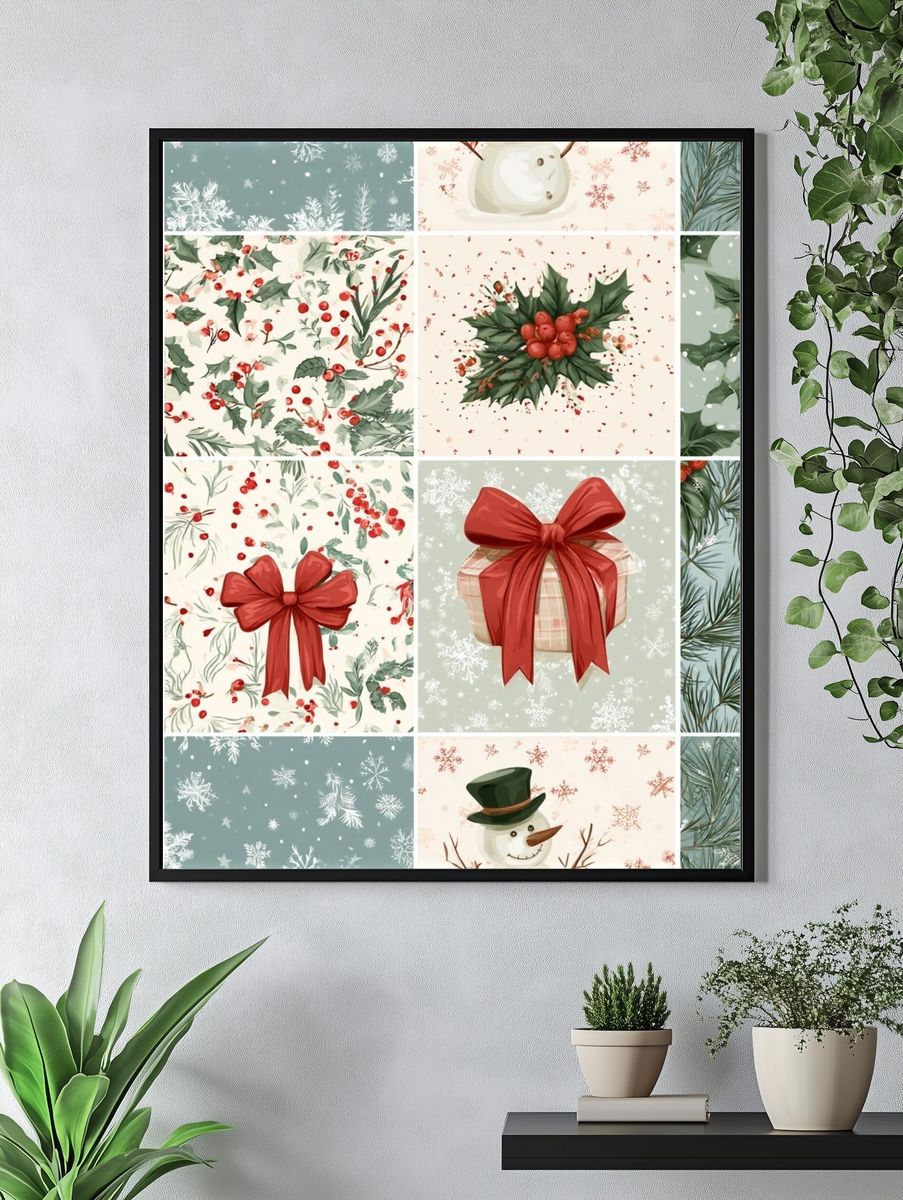Christmas Botanical Gift Wrap Poster. — room view 4