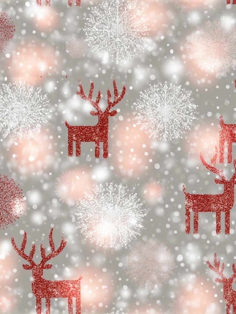 Festive Reindeer Snowfall Print. poster detail