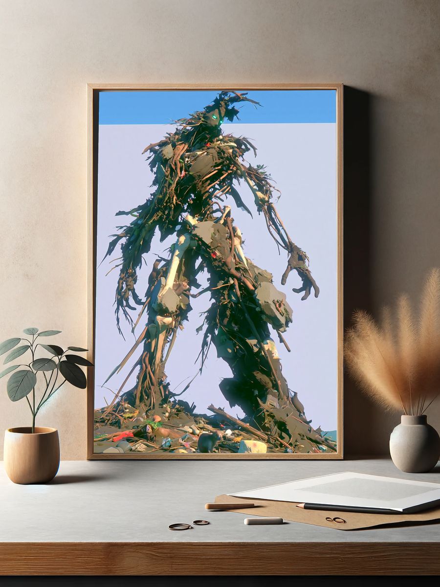 Recycled Giant Figure Illustration Print. — room view 2
