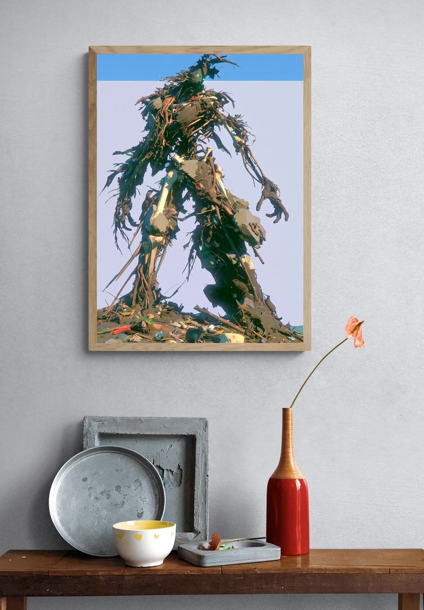 Recycled Giant Figure Illustration Print. — room view 3