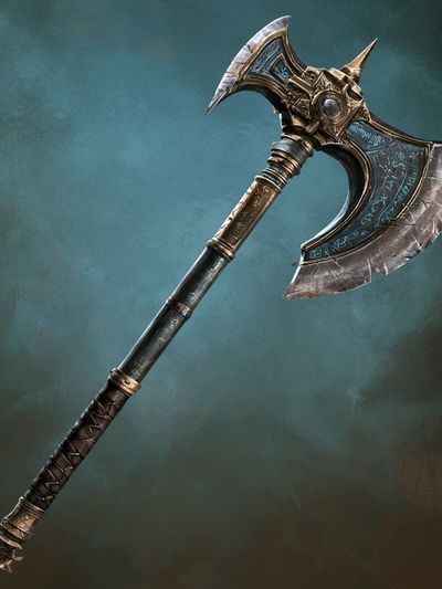 Runed Battle Axe Illustration Poster. poster