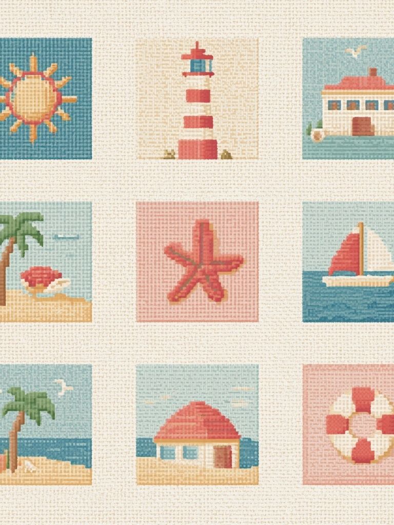Beach Icons Mosaic Poster. poster — illustration art