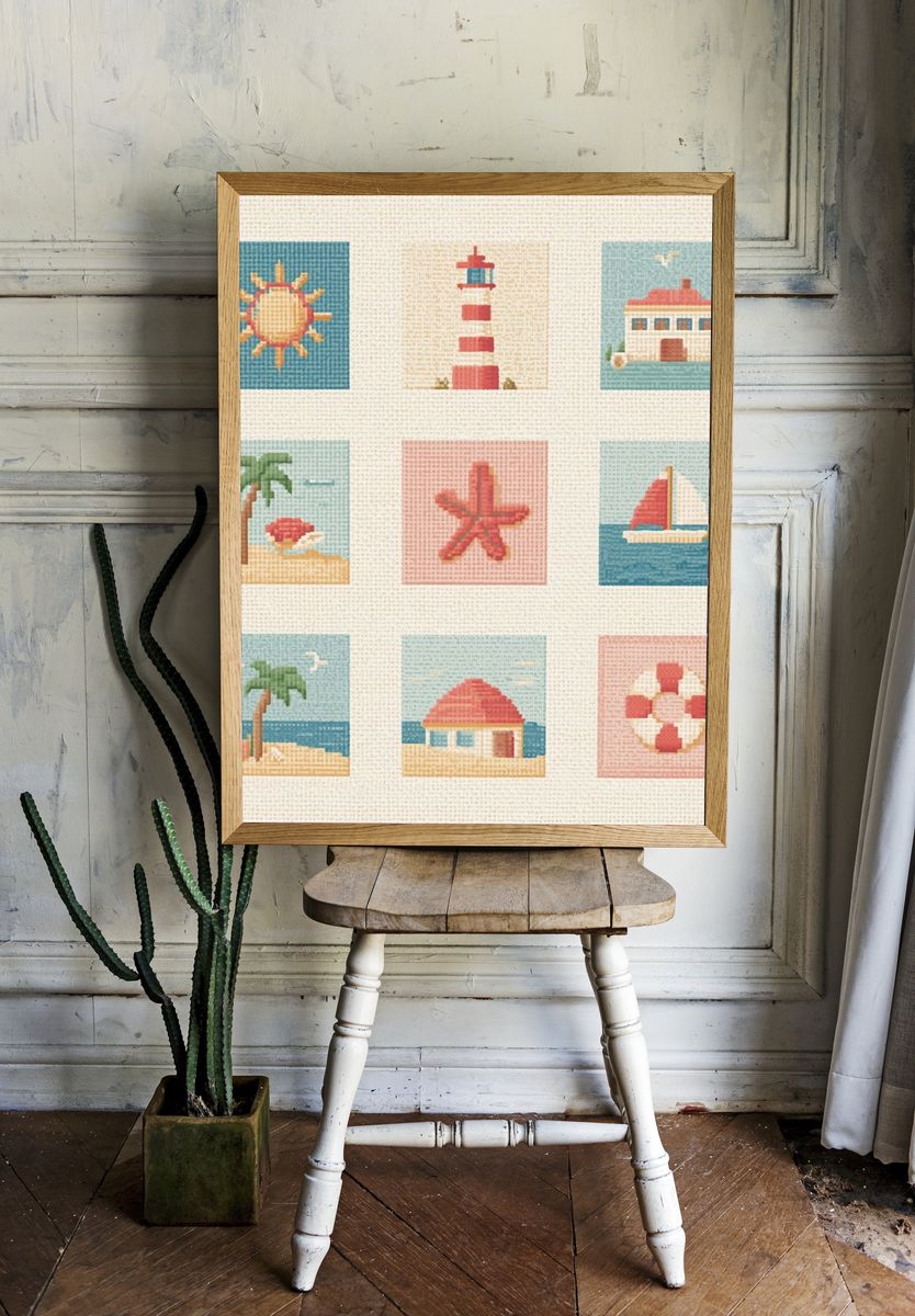 Beach Icons Mosaic Poster. — room view 1