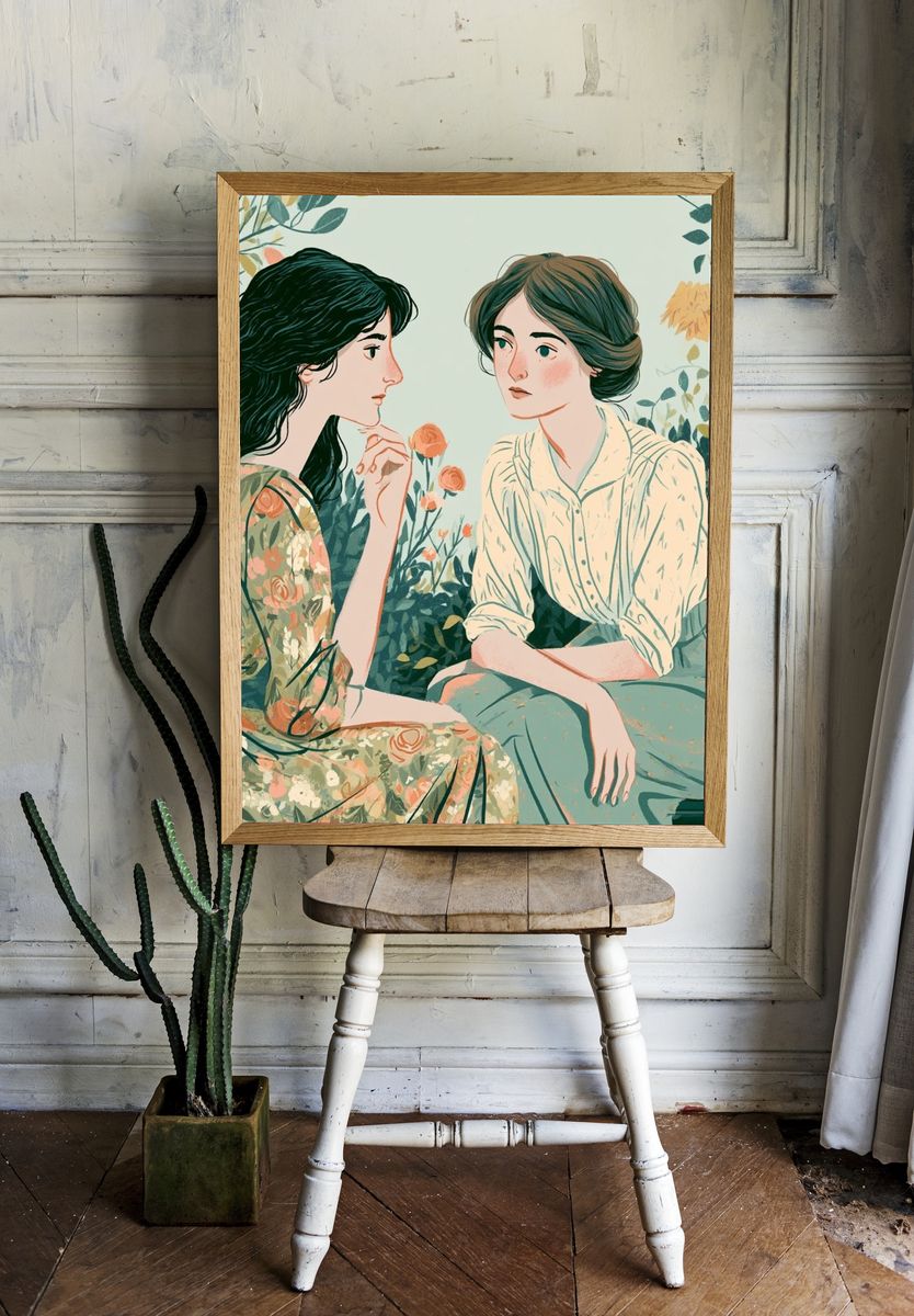 Floral Women Portrait Illustration Poster. room preview