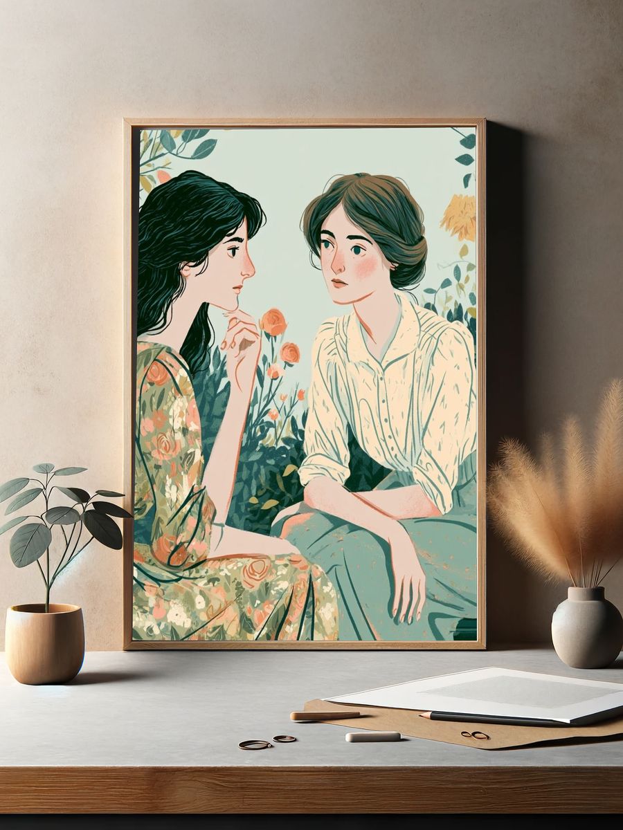 Floral Women Portrait Illustration Poster. — room view 2